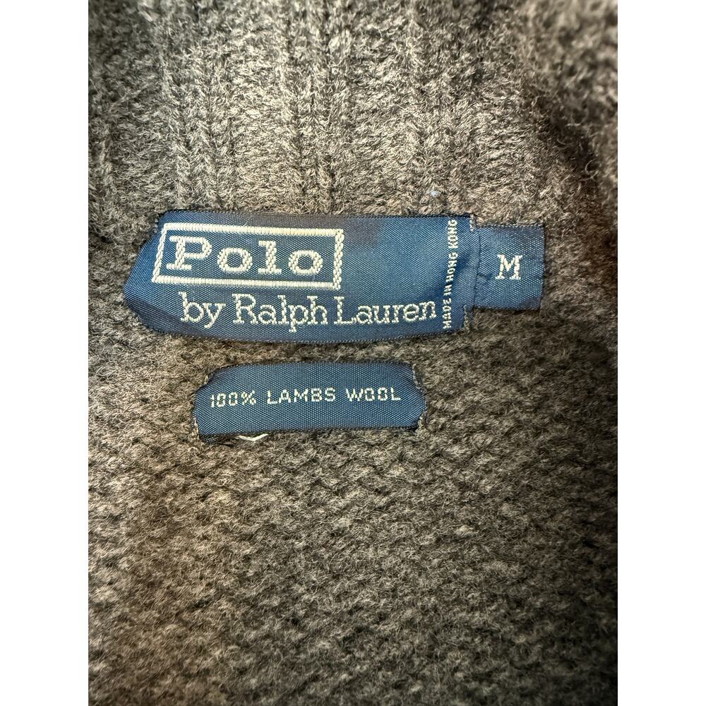 Polo Ralph Lauren 100% Lambswool Sweater Gray Full Zip Natural Fiber Knit - Picture 3 of 7